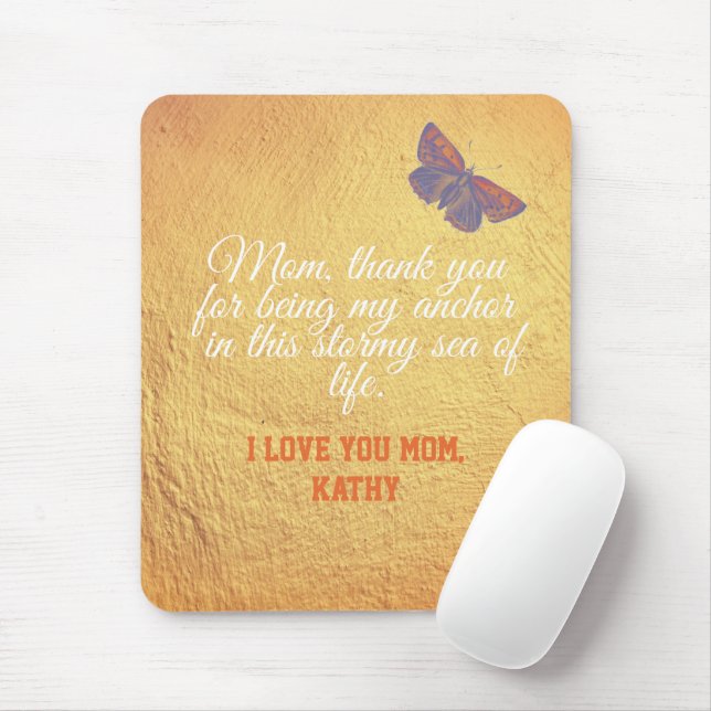 Mousepad Citação de Script Dourado do Glam Elegante Bonito  (Com mouse)