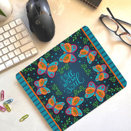 Mousepad Citação de Soul Feliz da Borboleta Floral