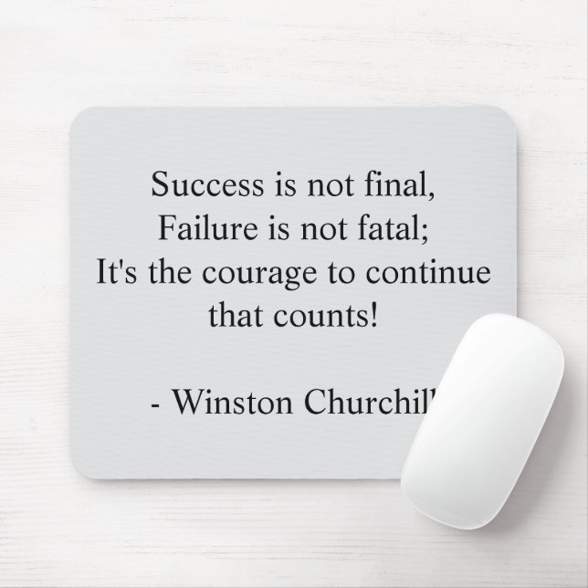 Mousepad Citação de Winston Churchill; Minimalista de Suces (Com mouse)