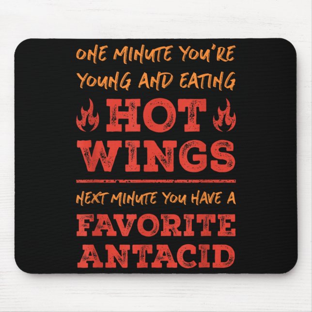 Mousepad Citação Divertida de Comida Hot Wings Bbq Frango B (Frente)