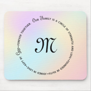 Mousepad Citação do Círculo Familiar e monograma no arco-ír