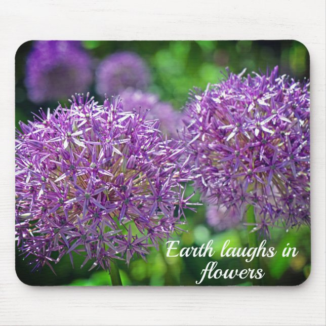 Mousepad Citação do Jardim das Flores de Allium Roxo (Frente)