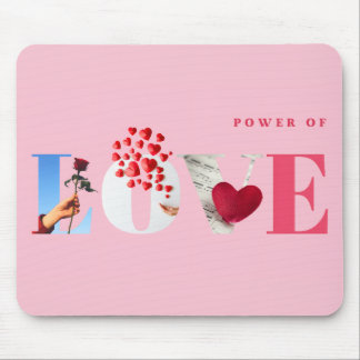 Mousepad Citação do Poder do Amor Romântico Rosa Claro Suav