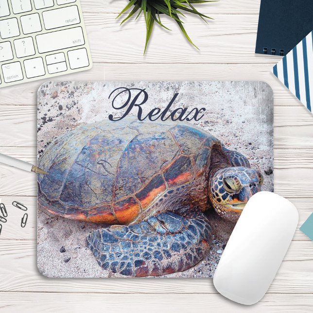 Mousepad Citação do Relaxe da Tartaruga do Mar Honu do Hava (Criador carregado)