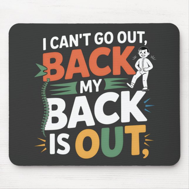 Mousepad Citação Engraçada de Dor nas Costas Quiropraxia (Frente)