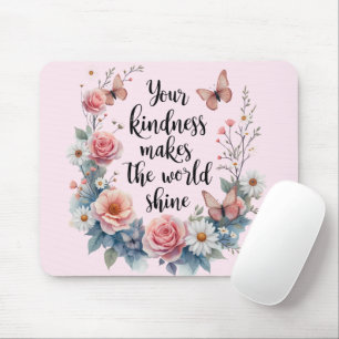 Mousepad Citação Floral Inspiracional com Borboletas