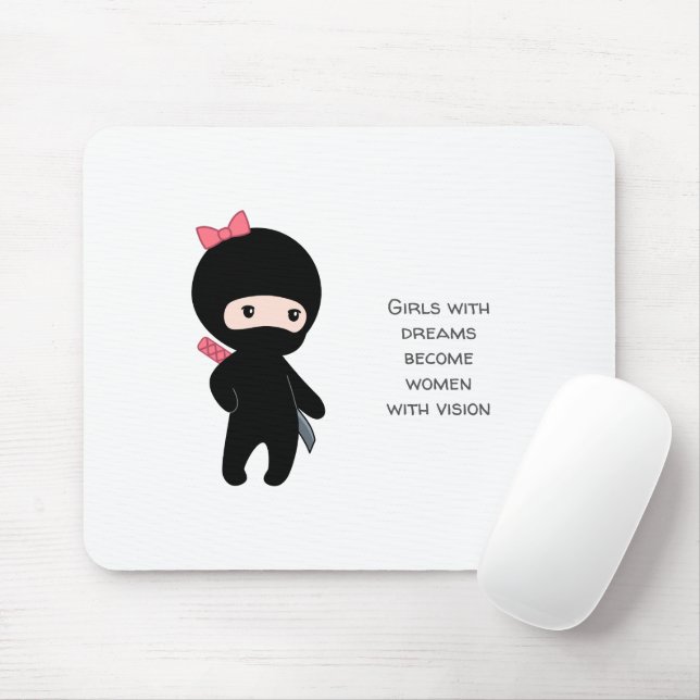 Mousepad Citação Inspiracional de Menina Ninja Tiny (Com mouse)