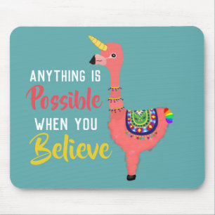 Mousepad Citação Inspiracional Unicorn Flamingo Llama Acred