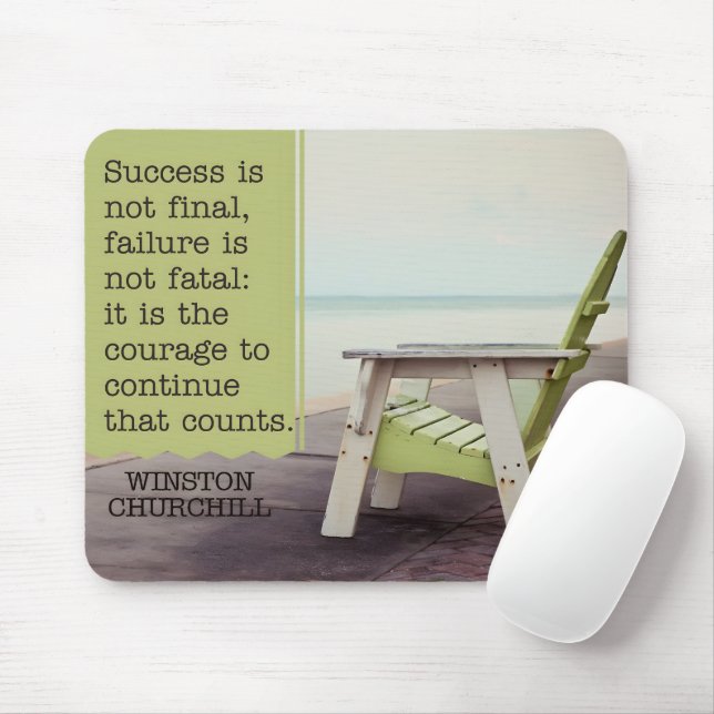 Mousepad Citação Inspiracional Winston Churchill "Courage" (Com mouse)