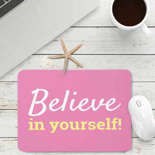 Mousepad Citação Inspiradora Acredite em Você Rosa