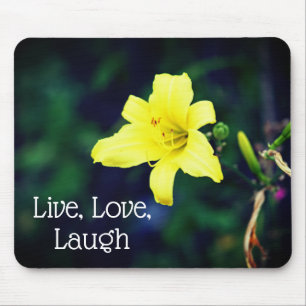 Mousepad Citação Inspirativa de Flor Amarelo e Elegante