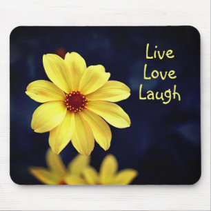 Mousepad Citação Inspirativa de Flor Elegante Dahlia Amarel