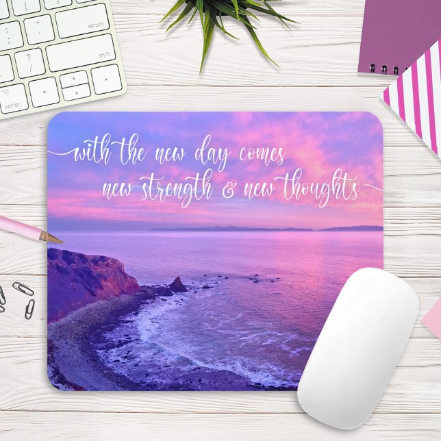 Mousepad Citação Inspirativa de Fotografia Sunset Oceano Ro (Criador carregado)