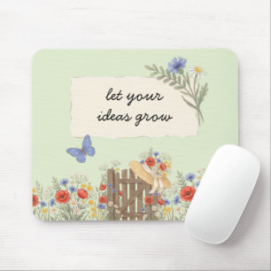 Mousepad Citação Motivacional de Flores Silvestres Verde Sa