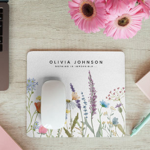 Mousepad Citação Motivacional do Nome da Flor Silvestre em