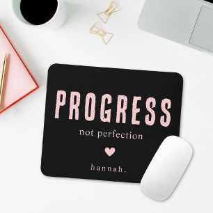 Mousepad Citação Motivacional Tipografia Preto e Rosa