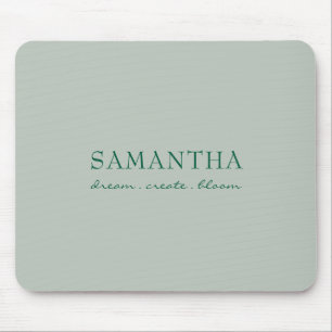 Mousepad Citação Positiva Nome Verde Salvia Moderna