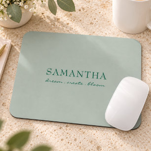 Mousepad Citação Positiva Nome Verde Salvia Moderna