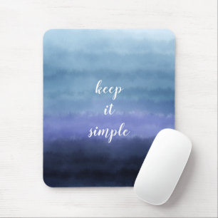 Mousepad Citação Simples Moderna Aguarela Azul Roxo