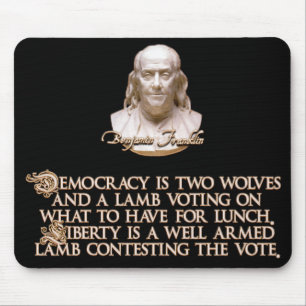 Mousepad Citações de Ben Franklin: 2 lobos & um cordeiro