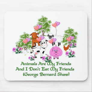 Mousepad Citações de G.B. Shaw Vegetariano