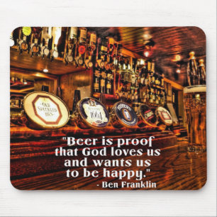 Mousepad Citações famosas da cerveja de Ben Franklin
