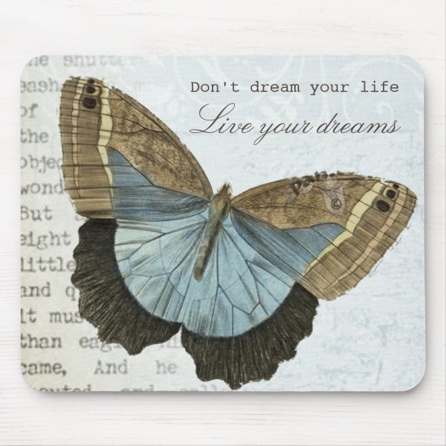 Mousepad Citações inspiradas positivas da borboleta do (Frente)