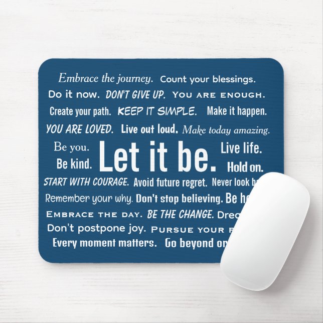 Mousepad Citações Inspiradoras Curtas em Azul (Com mouse)