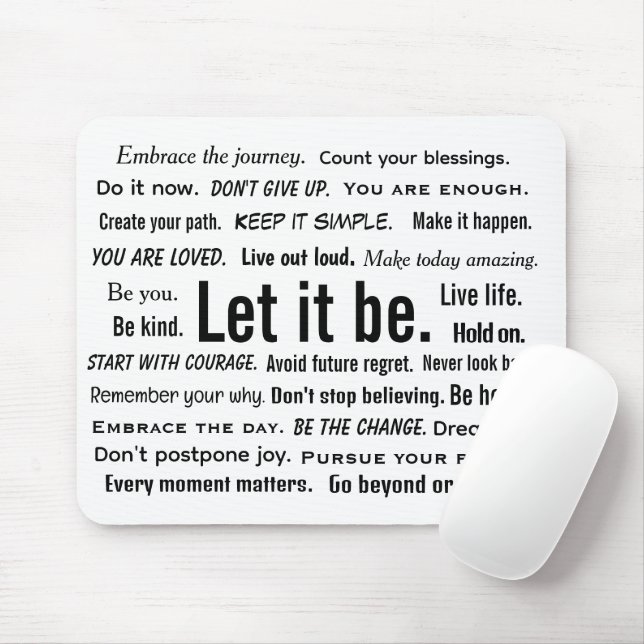 Mousepad Citações Inspiradoras Curtas em Branco (Com mouse)