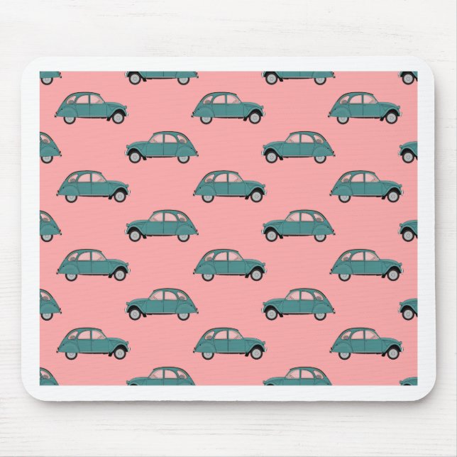 Mousepad Citroen 2CVs - Verde no rosa - carros (Frente)
