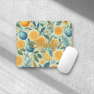 Mousepad Citrus Floral Pattern Vibrant Verão Botânico
