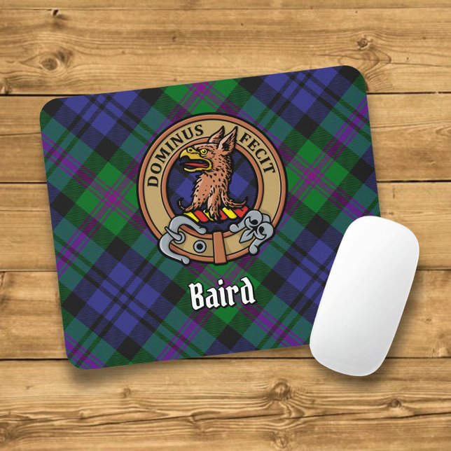 Mousepad Clan Baird Crest sobre Tartan (Criador carregado)