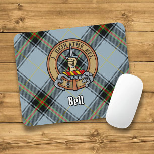 Mousepad Clan Bell Crest sobre Tartan
