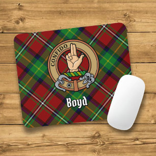 Mousepad Clan Boyd Crest sobre Tartan