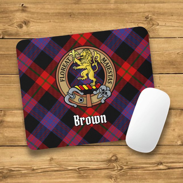 Mousepad Clan Brown Crest sobre Tartan (Criador carregado)