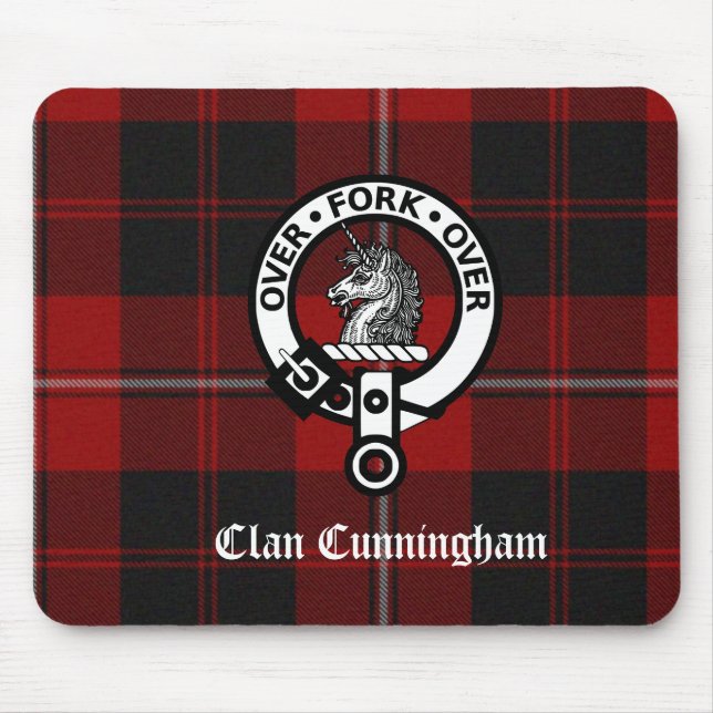 Mousepad Clan Cunningham Crachá & Tartan (Frente)