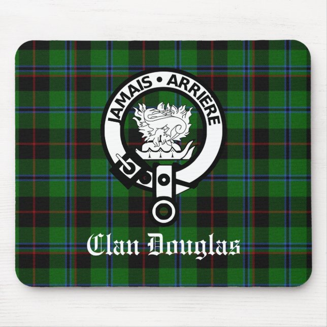 Mousepad Clan Douglas Crest Crachá & Tartan (Frente)