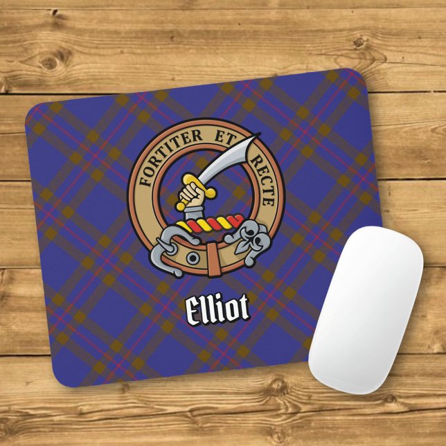 Mousepad Clan Elliot Crest sobre Tartan Moderno (Criador carregado)