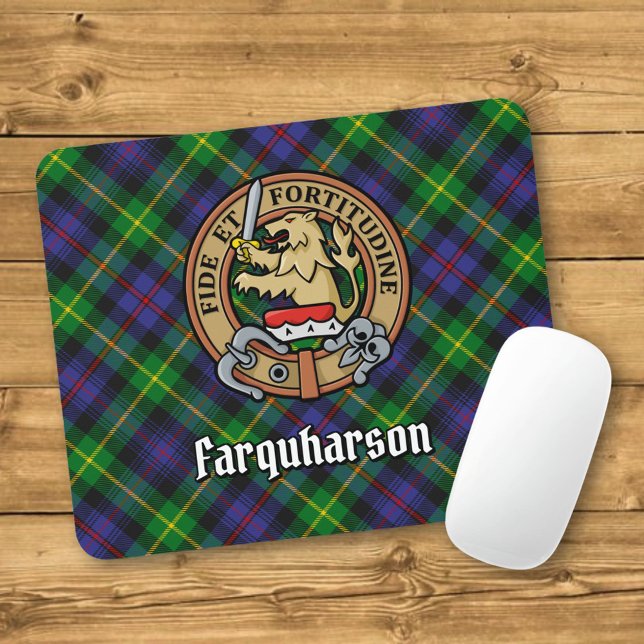 Mousepad Clan Farquharson Crest sobre Tartan (Criador carregado)
