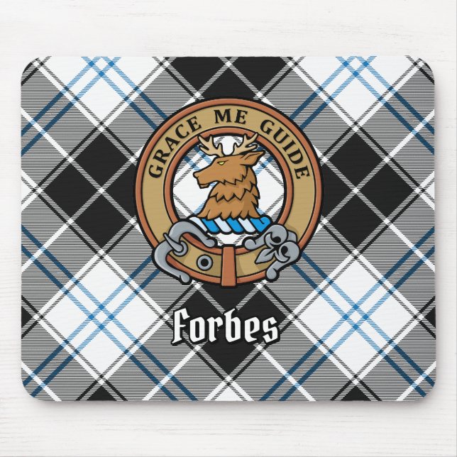 Mousepad Clan Forbes Crest sobre o vestido Tartan (Frente)