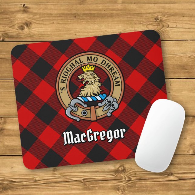 Mousepad Clan Gregor Crest sobre Rob Roy Tartan (Criador carregado)