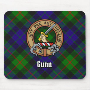 Mousepad Clan Gunn Crest sobre Tartan