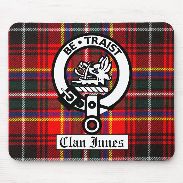 Mousepad Clan Innes Crest Crachá e Tartan (Frente)