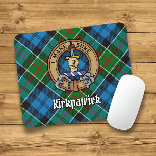 Mousepad Clan Kirkpatrick Crest sobre Tartan