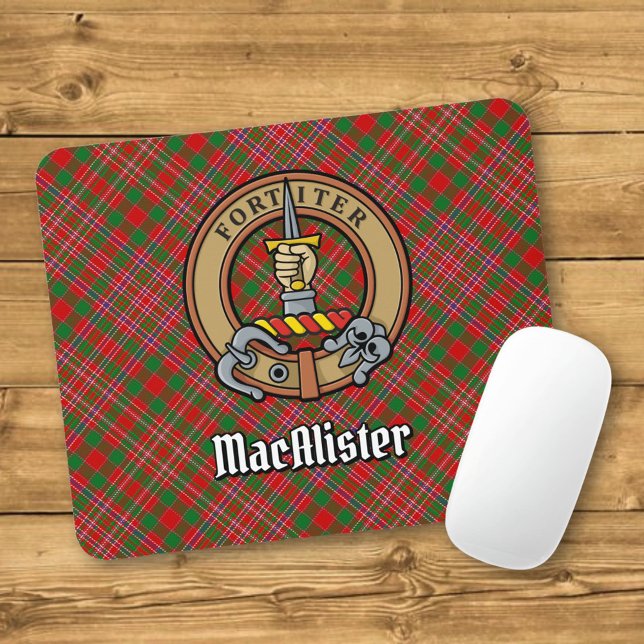 Mousepad Clan MacAlister Crest sobre Tartan (Criador carregado)