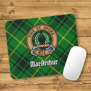 Mousepad Clan MacArthur Crest sobre Tartan