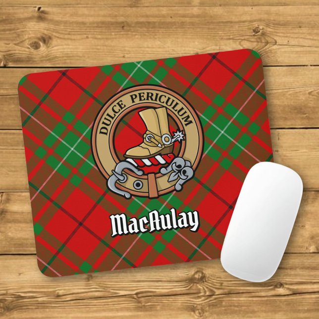 Mousepad Clan MacAulay Crest sobre Tartan (Criador carregado)