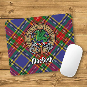 Mousepad Clan MacBeth Crest sobre Tartan