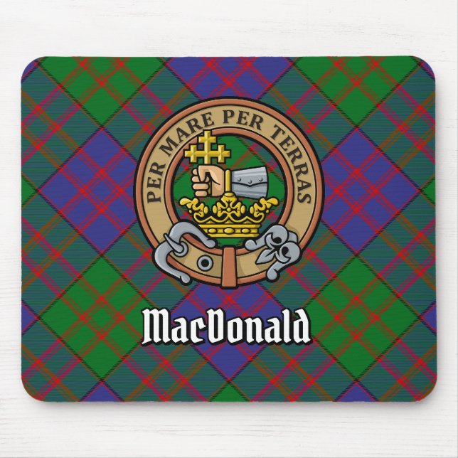 Mousepad Clan MacDonald Crest sobre Tartan (Frente)