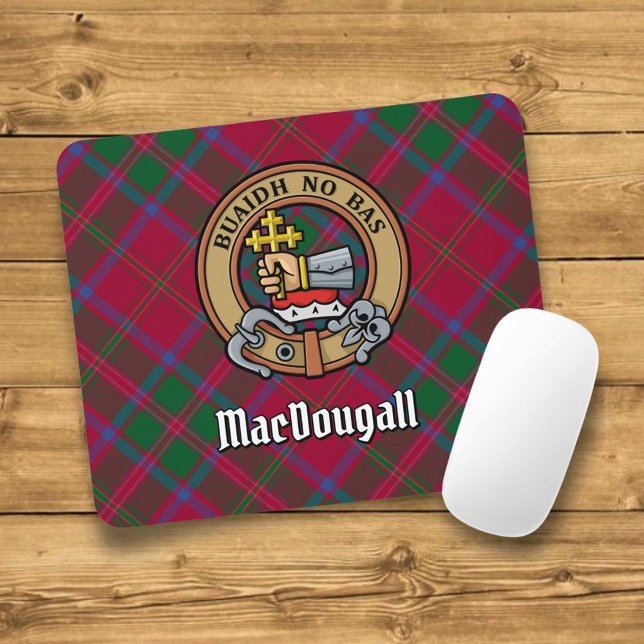 Mousepad Clan MacDougall Crest sobre Tartan (Criador carregado)